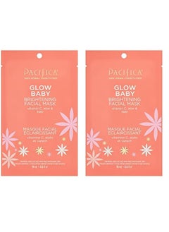 Pacifica Beauty Glow Baby Brightening Face Mask Sheet Mask Skincare Vitamin C Aloe Kelp Brightening Glowing Skin Dullness Fine Lines Dark Spots Dry Skin Vegan  Cruelty Free Pack of 2