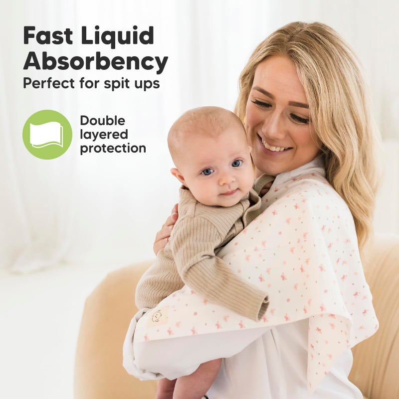 KeaBabies Organic Burp Cloths Baby Boy, Girl - 6-Pack Large Cotton Burping Cloths for Babies, Spit Up Rags, Super Absorbent, Ultra Soft Newborn Rag, Gender Neutral, Machine Washable, Durable(Butterflies) - Image 2