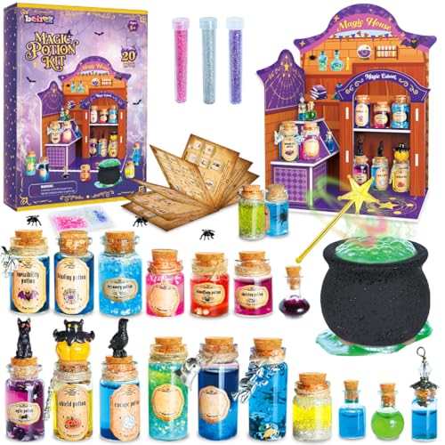 BEIREG Magic Potion Kits for Kids Potion Making Kit with 20 Magic Mixed Potion Bottles Witches Cauldron Mystery House Craft for Christmas Halloween Crafts Gifts for Kids Girls 6 7 8 9 10 - Image 1