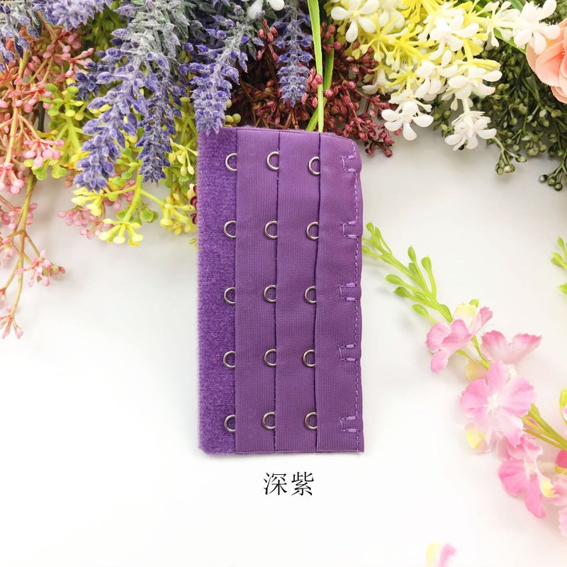 Generic Underwear extension buckle three rows of five buttons/5 rows of 9.5cm bra extension back buckle buckle many colors without packaging Deep Purple 