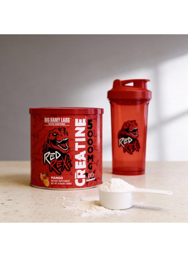 RED REX Creatine Monohydrate Powder - Mango Flavor - 300g - for Muscle Growth & Recovery - Image 2