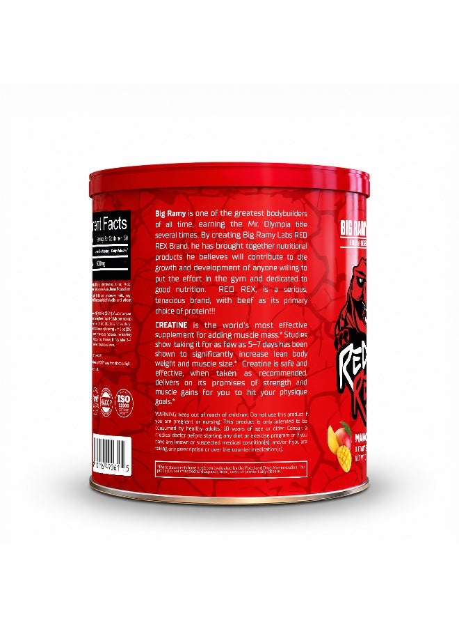RED REX Creatine Monohydrate Powder - Mango Flavor - 300g - for Muscle Growth & Recovery - Image 2