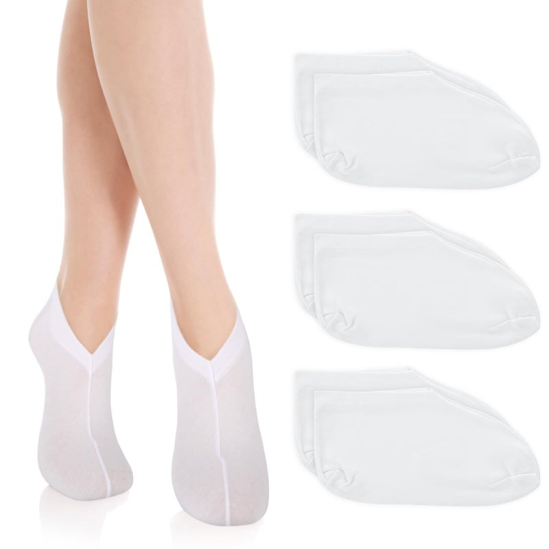 Aster 3 Pairs Moisturizing Socks for Dry Feet, Cracked Heel Repair - Overnight Lotion Cotton Socks, Gel Spa Moisture Enhancing for Women and Men, White - Image 4