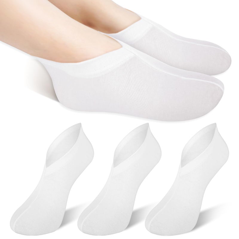 Aster 3 Pairs Moisturizing Socks for Dry Feet, Cracked Heel Repair - Overnight Lotion Cotton Socks, Gel Spa Moisture Enhancing for Women and Men, White - Image 1