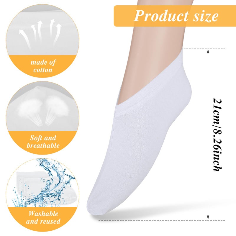 Aster 3 Pairs Moisturizing Socks for Dry Feet, Cracked Heel Repair - Overnight Lotion Cotton Socks, Gel Spa Moisture Enhancing for Women and Men, White - Image 3