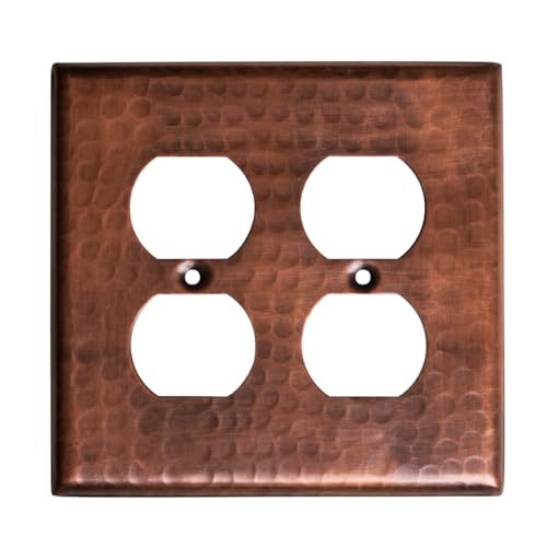 Monarch Abode 2-Gang Duplex Wall Plate, Hand Hammered Pure Copper Decorative Outlet Covers, Electrical Outlet Cover Plates, Pure Copper - Image 1