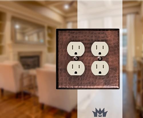 Monarch Abode 2-Gang Duplex Wall Plate, Hand Hammered Pure Copper Decorative Outlet Covers, Electrical Outlet Cover Plates, Pure Copper - Image 2