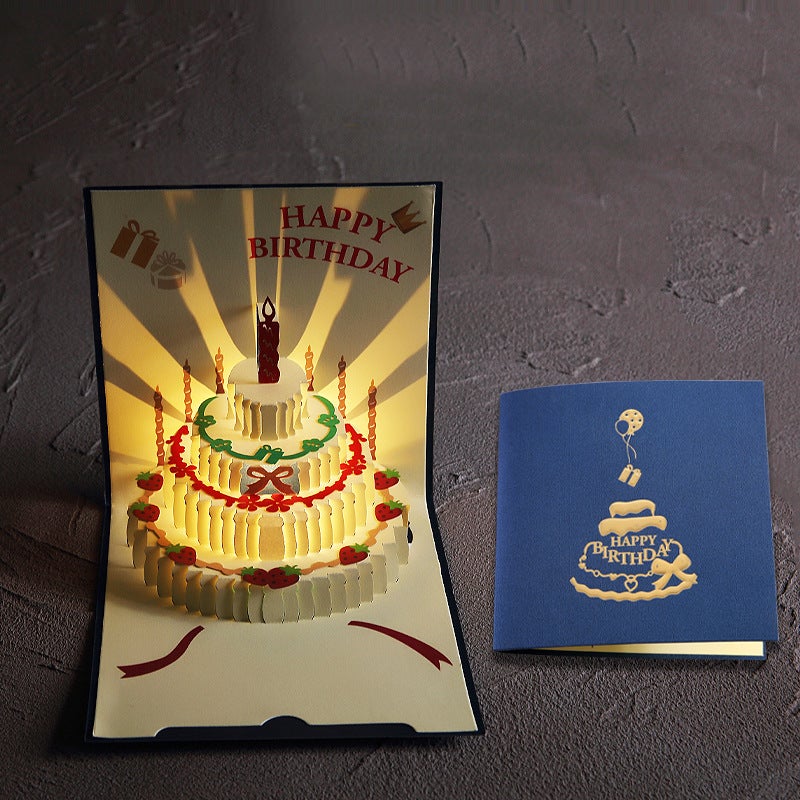 Stereo Birthday Greeting Card With Light Music 3D Greeting Card Ins Style Stereo Happy Birthday Greeting Card Manufacturer - Image 1
