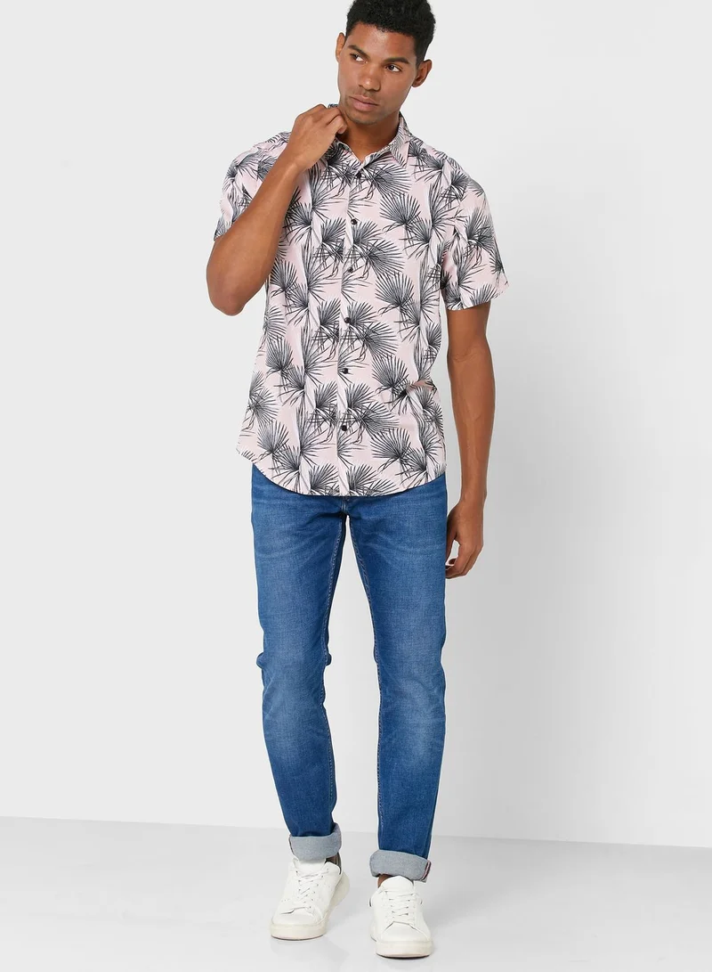 Seventy Five Palm Print Viscose Shirt