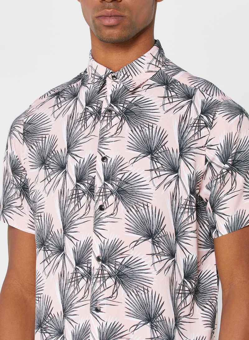 Seventy Five Palm Print Viscose Shirt