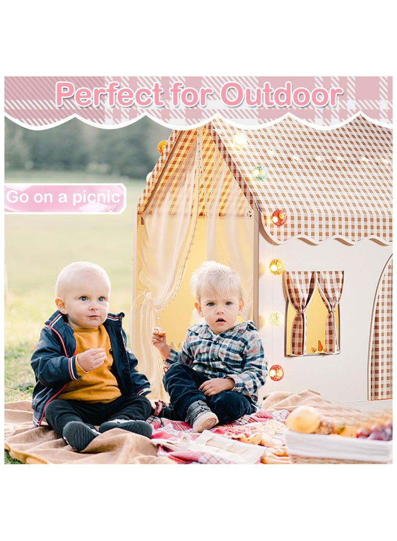 Anmi Kids Play Tent, Indoor & Outdoor Playhouse with Padded Mat, LED Star Lights and Cotton Ball Lamp, Breathable Washable Tent for Boys Girls 3-10 Years Old  - Image 2