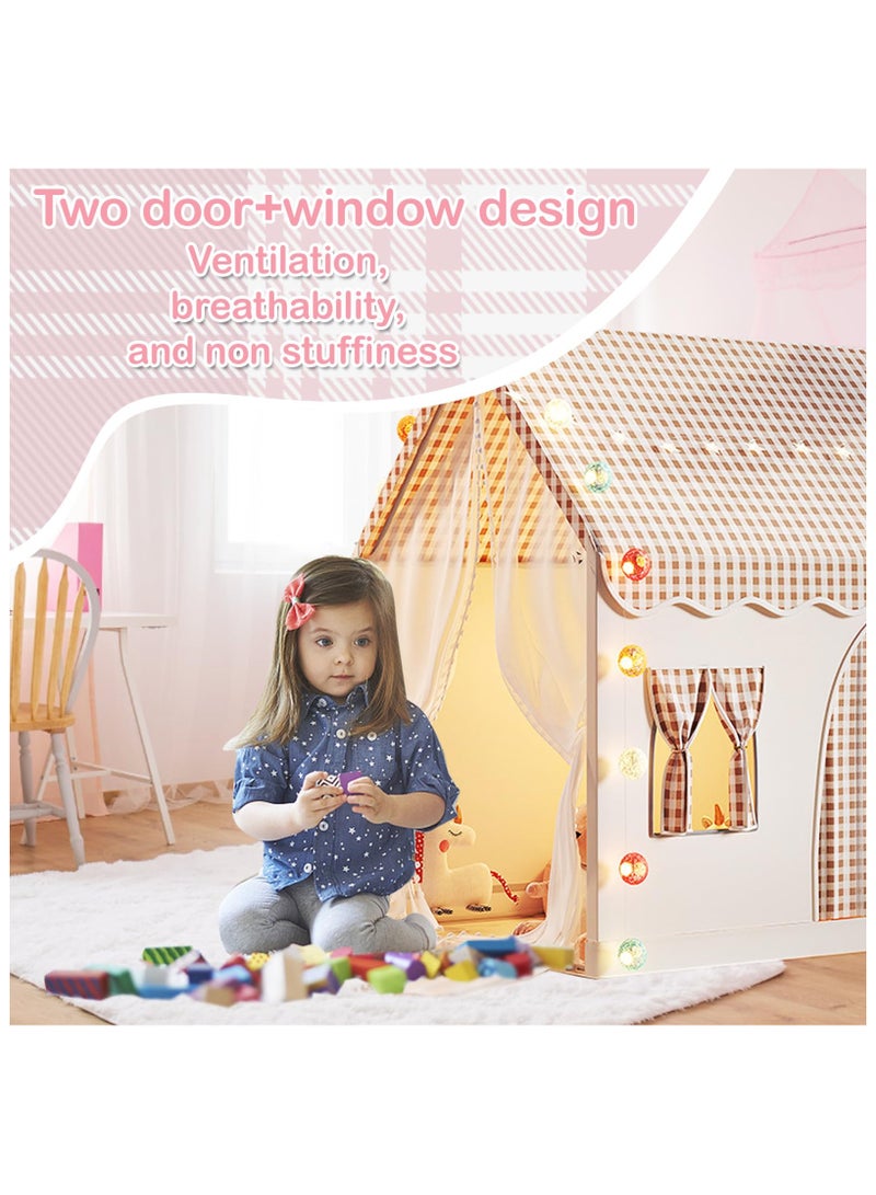 Anmi Kids Play Tent, Indoor & Outdoor Playhouse with Padded Mat, LED Star Lights and Cotton Ball Lamp, Breathable Washable Tent for Boys Girls 3-10 Years Old  - Image 5