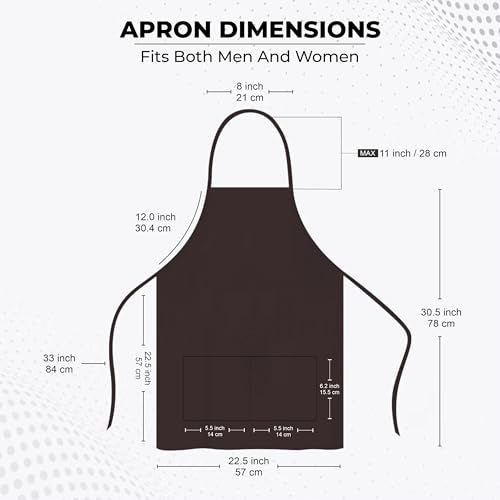 Cranique Polyester Kitchen Apron with Adjustable Strap Two Pockets for Women & Men | Free Size Apron for Kitchen, Hotel, Cafe, Restaurant, Salon, Workshop, Garage, Drawing, Cooking Apron (Brown) - Image 4