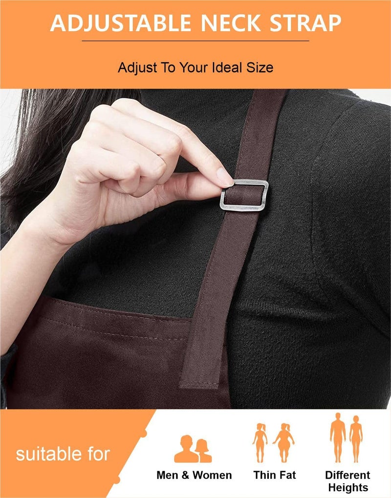 Cranique Polyester Kitchen Apron with Adjustable Strap Two Pockets for Women & Men | Free Size Apron for Kitchen, Hotel, Cafe, Restaurant, Salon, Workshop, Garage, Drawing, Cooking Apron (Brown) - Image 2