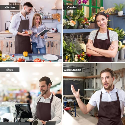 Cranique Polyester Kitchen Apron with Adjustable Strap Two Pockets for Women & Men | Free Size Apron for Kitchen, Hotel, Cafe, Restaurant, Salon, Workshop, Garage, Drawing, Cooking Apron (Brown) - Image 5