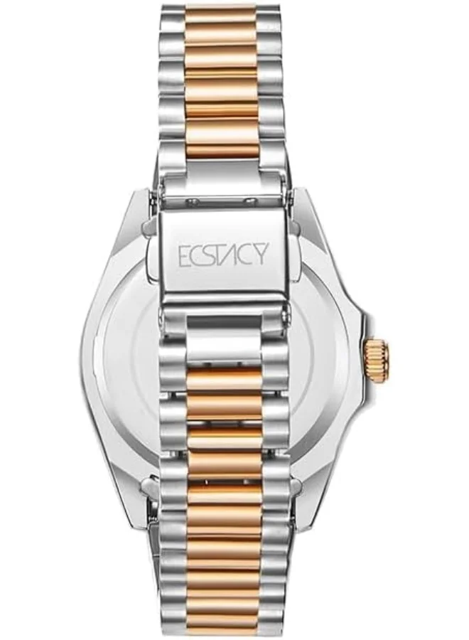 ECSTACY ECSTACY Women's VX3J Movement Watch, Multi Function Display and Stainless Steel Strap - E23615-KBKS, Two Tone Rose Gold