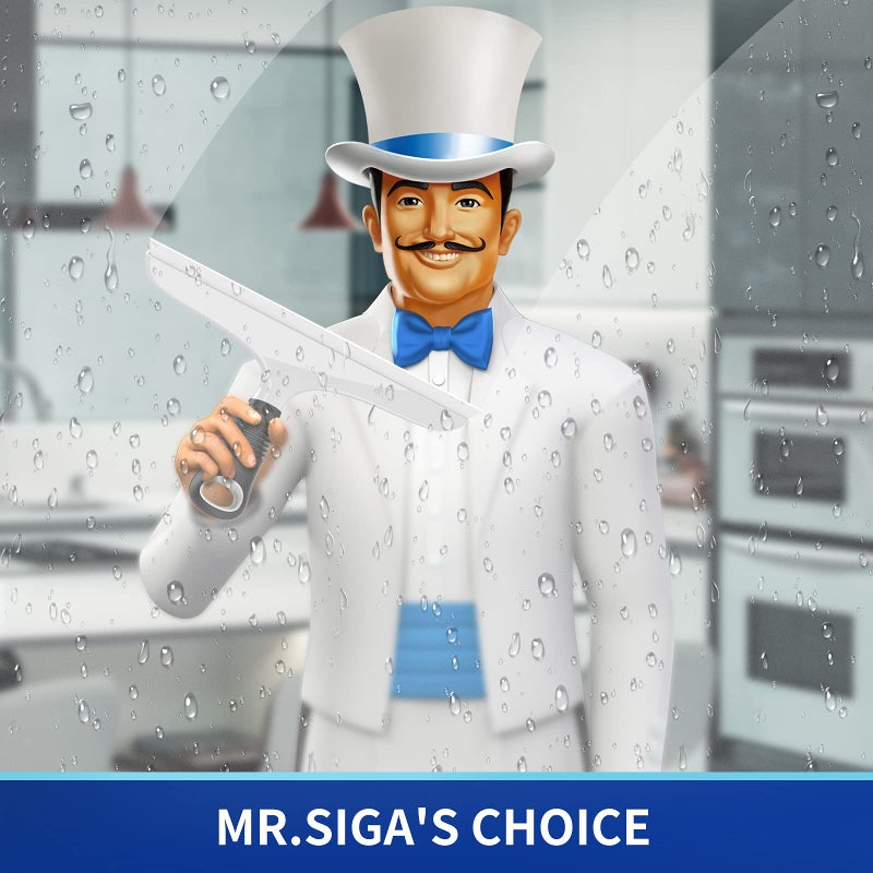 Mr Siga MR.SIGA Multi-Purpose Silicon Squeegee for Window, Glass, Shower Door, Car Windshield, Heavy Duty Window Scrubber, Includes Suction Hook, 10 inch, White & Black, 1 Pack - Image 2