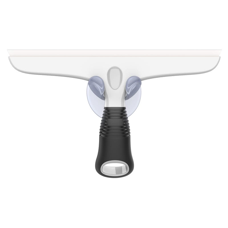 Mr Siga MR.SIGA Multi-Purpose Silicon Squeegee for Window, Glass, Shower Door, Car Windshield, Heavy Duty Window Scrubber, Includes Suction Hook, 10 inch, White & Black, 1 Pack - Image 1