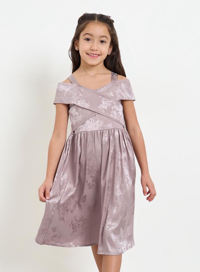 Styli Girls Lilac Cross Over Shoulder Dress - Image 3