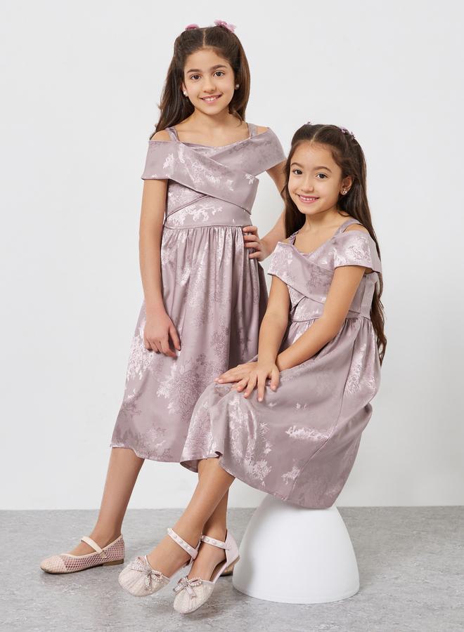 Styli Girls Lilac Cross Over Shoulder Dress - Image 1