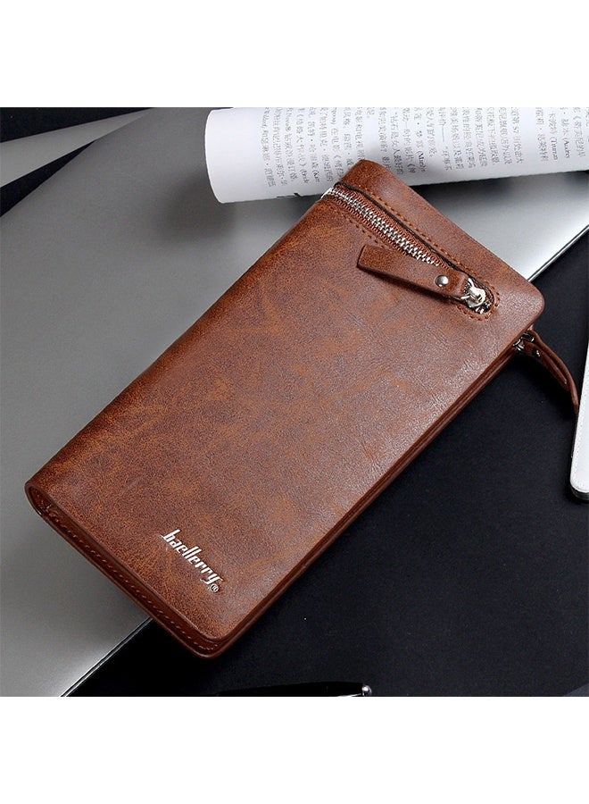 baellerry Mens Wallet Multi Card Holder, Handmade Retro Design, 2 Zipper Pockets & Multiple Slots, Large Capacity Leather Wallet  - Image 2