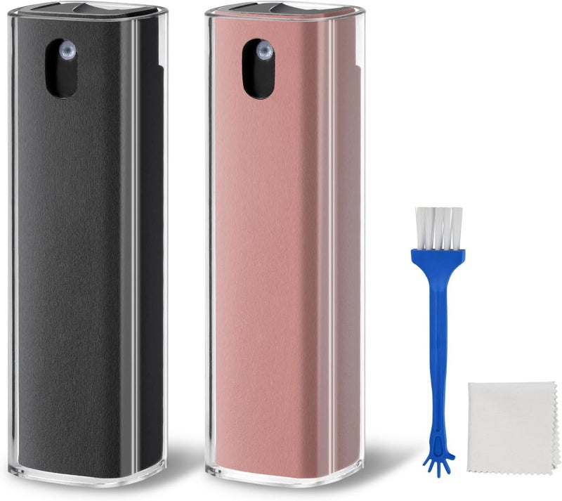 JiaTeums Car Screen Cleaner, Phone Screen Spray Wipe Squeegee Tool for Computer Laptop Device Lens TV PC with Brush & Microfiber Cloth, 2 Pack (Grey Pink) - Image 1