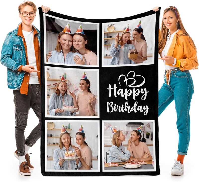 inkArts Personalized Birthday Gifts for Women, Custom Blankets with Photos, Personalized Blanket with Photos & Text, Personalized Photo Blankets - Image 1