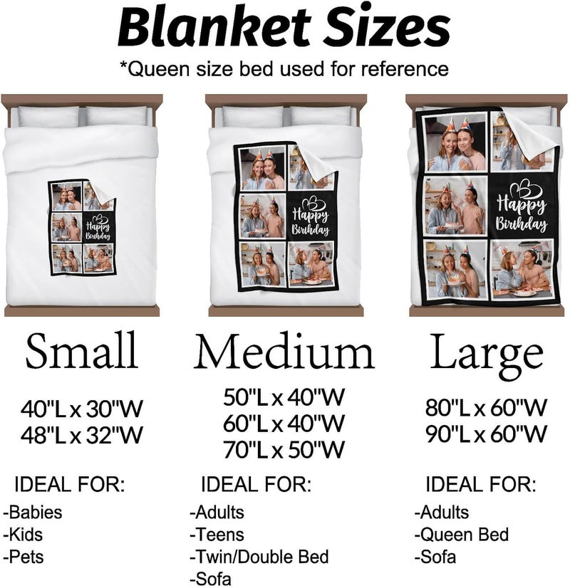 inkArts Personalized Birthday Gifts for Women, Custom Blankets with Photos, Personalized Blanket with Photos & Text, Personalized Photo Blankets - Image 4
