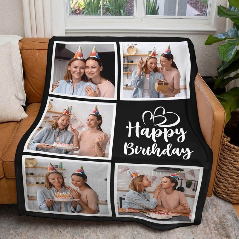 inkArts Personalized Birthday Gifts for Women, Custom Blankets with Photos, Personalized Blanket with Photos & Text, Personalized Photo Blankets - Image 5