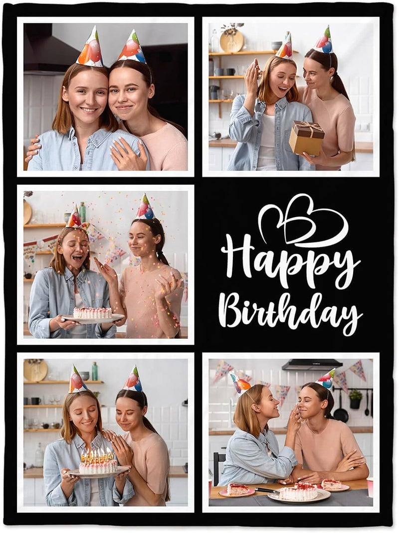 inkArts Personalized Birthday Gifts for Women, Custom Blankets with Photos, Personalized Blanket with Photos & Text, Personalized Photo Blankets - Image 2
