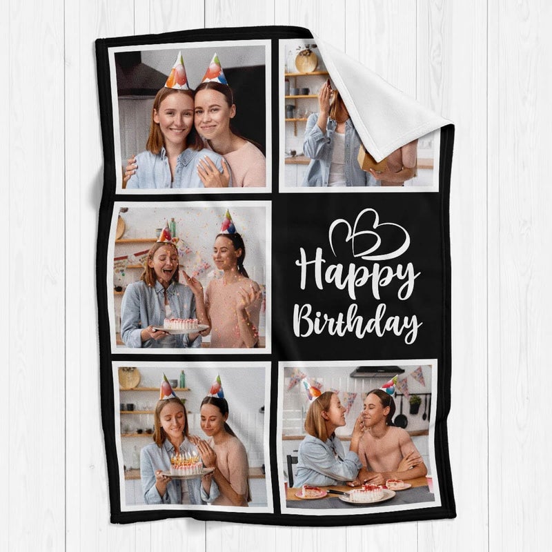 inkArts Personalized Birthday Gifts for Women, Custom Blankets with Photos, Personalized Blanket with Photos & Text, Personalized Photo Blankets - Image 3