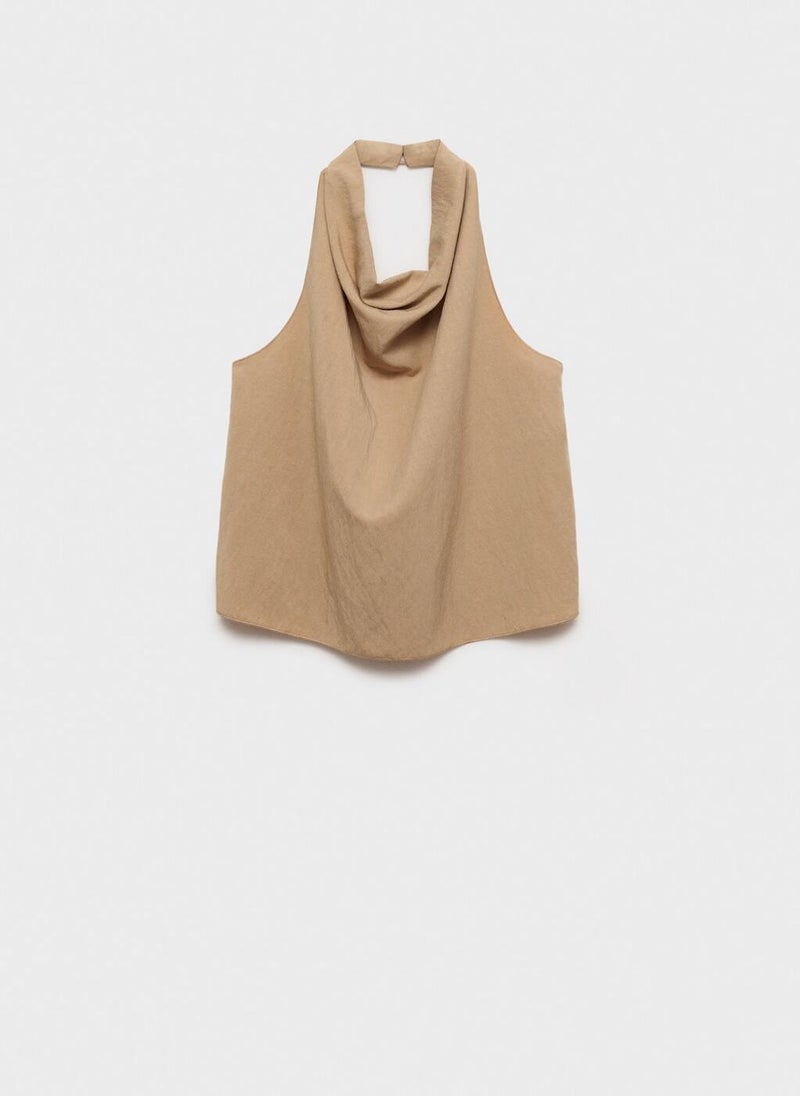MANGO Lyocell Top With Draped Neck  - Image 5