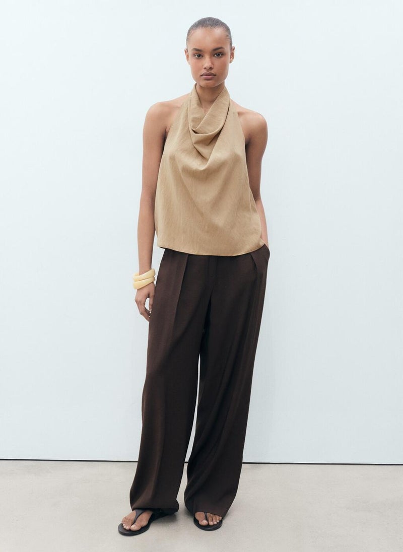MANGO Lyocell Top With Draped Neck  - Image 4