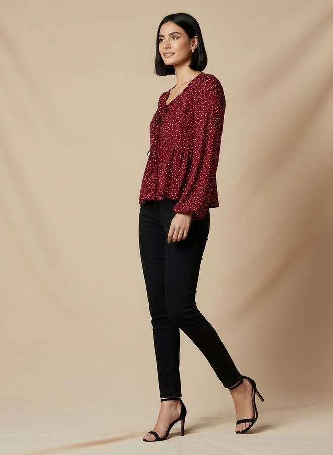 Splash FAV Regular Fit Top with Polka Dot Print