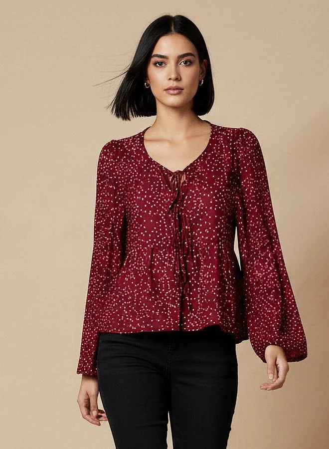 Splash FAV Regular Fit Top with Polka Dot Print