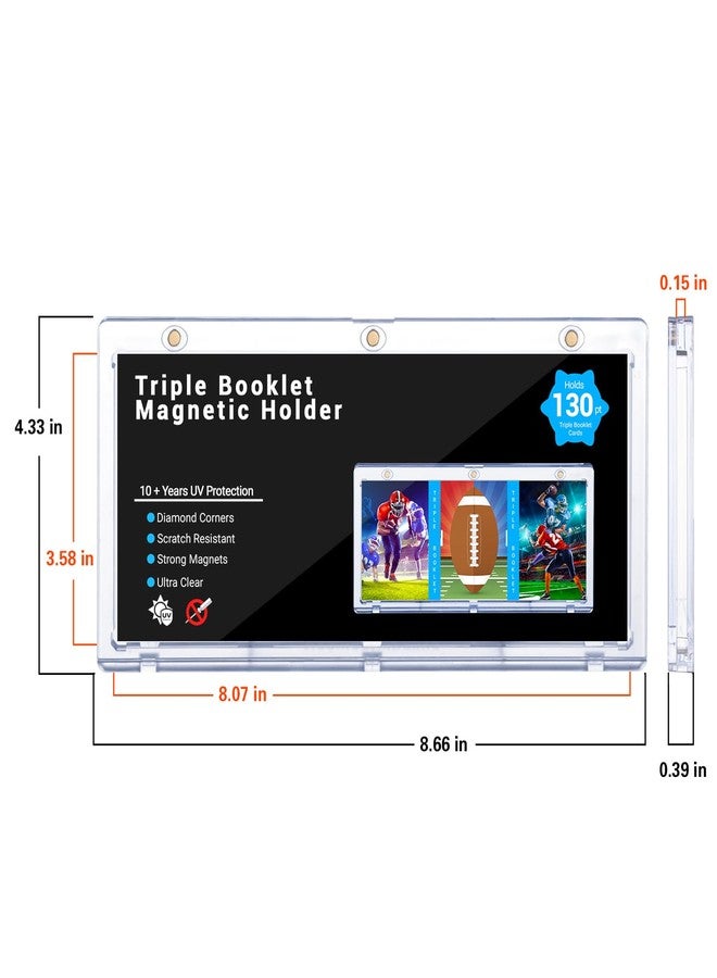 RIXUGIT 2-Pack Triple Booklet Magnetic Card-Holder - 201mm Booklet Card Holder, Inner Dimension: 8.07"x3.58"x0.15", Triple Magnet High Definition, UV Protection, Triple Booklet Card, Collection Display Frame - Image 2