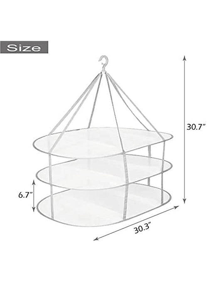 Looca 3-Tier Folded Mesh Clothes Hanging Dryer Sweater Drying Rack 30.3" L 24.5" W30.7 H - Image 3