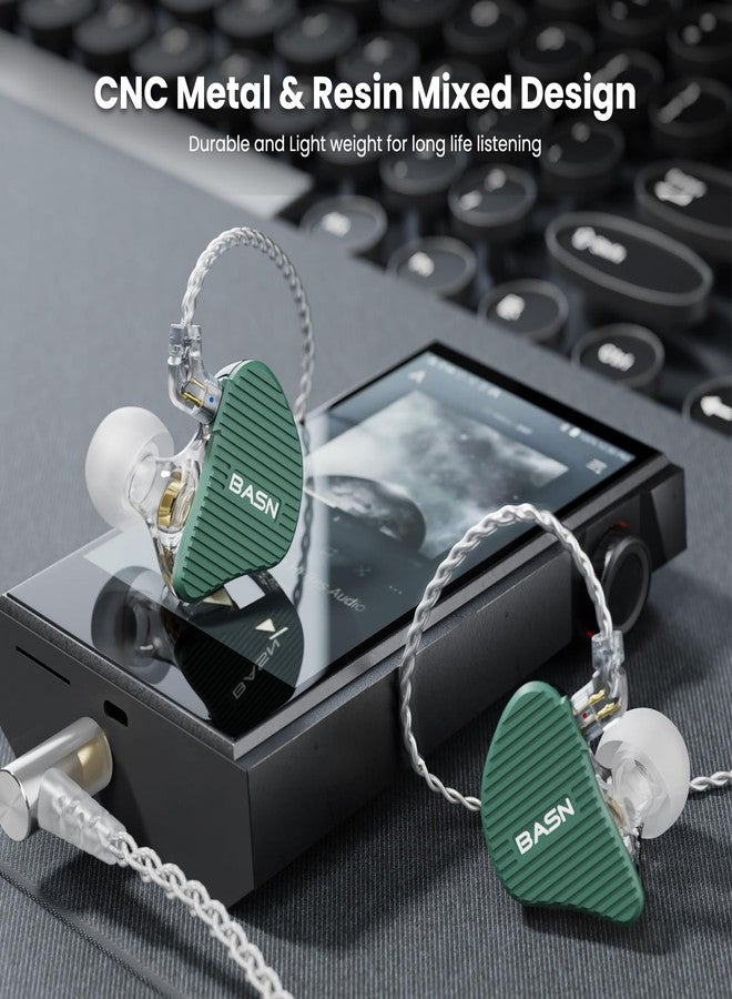 BASN MiX-PD in Ear Monitor,1Planar Driver + 1Dynamic Driver HiFi IEM Earphones with CNC Crafted Metal Cover, Wired 0.78mm 2-Pin Silver Plated Detachable Cable for Musicians (Green) - Image 5
