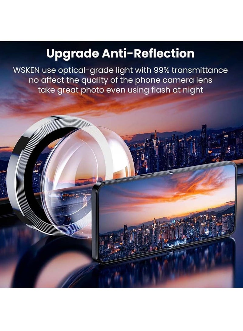 Wtech Samsung Galaxy A06 4G 2024 Premium Alloy Ring Camera Lens Tempered Glass Protector Shield - Clear/Black - Image 3