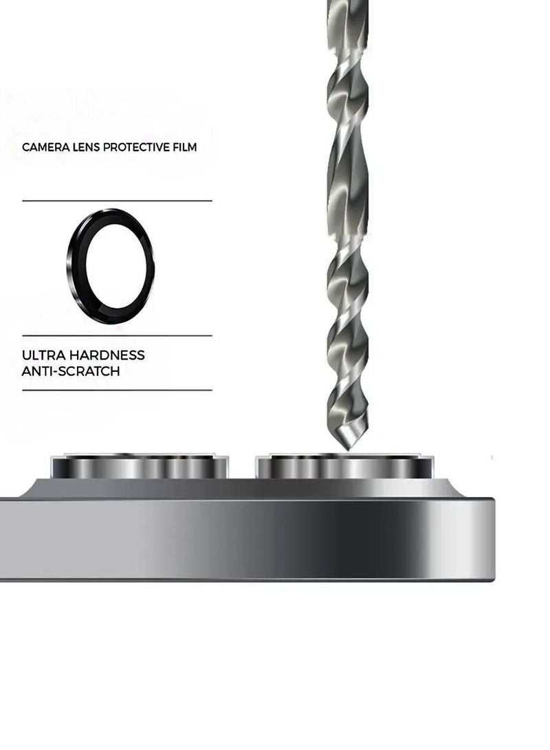 Wtech Samsung Galaxy A06 4G 2024 Premium Alloy Ring Camera Lens Tempered Glass Protector Shield - Clear/Black - Image 4