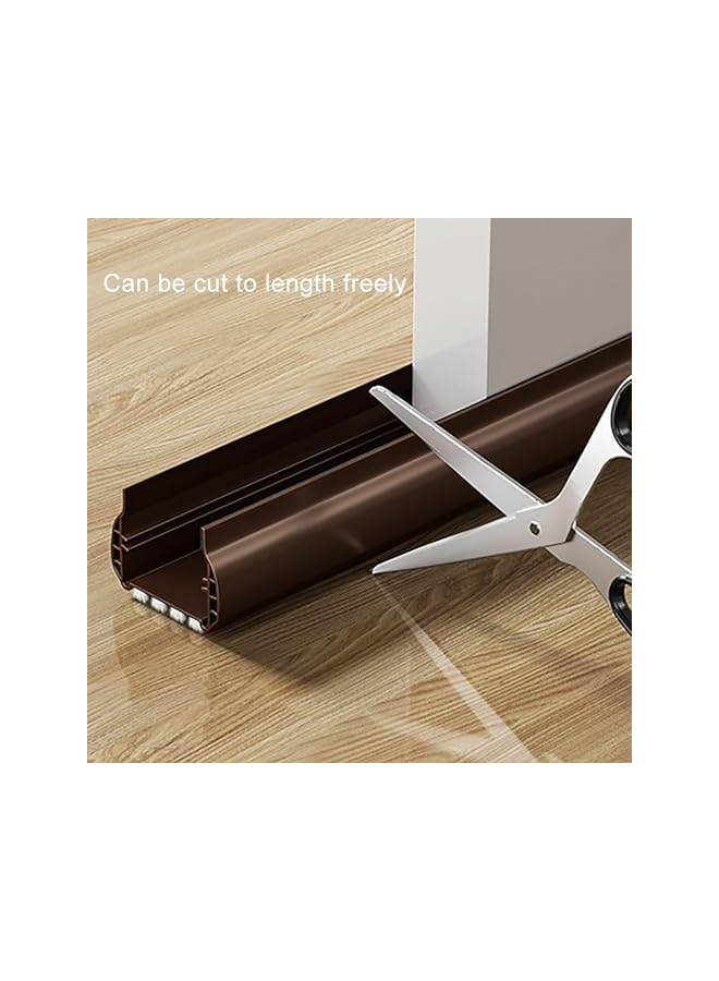 The Bros Under Door Draft Stopper, Under Door Bottom Gap Draft Noise Blocker with Brush, Door Window Breeze Blocker Weather Stripping Noise Stopper Strong Adhesive, Brown - 36.6" Length (Brown, 36.6") - Image 3