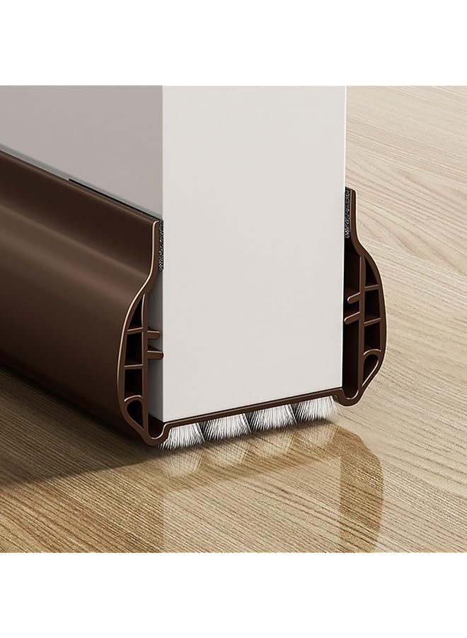 The Bros Under Door Draft Stopper, Under Door Bottom Gap Draft Noise Blocker with Brush, Door Window Breeze Blocker Weather Stripping Noise Stopper Strong Adhesive, Brown - 36.6" Length (Brown, 36.6") - Image 1