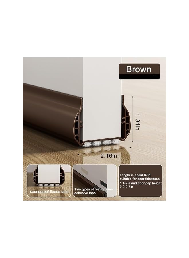 The Bros Under Door Draft Stopper, Under Door Bottom Gap Draft Noise Blocker with Brush, Door Window Breeze Blocker Weather Stripping Noise Stopper Strong Adhesive, Brown - 36.6" Length (Brown, 36.6") - Image 4