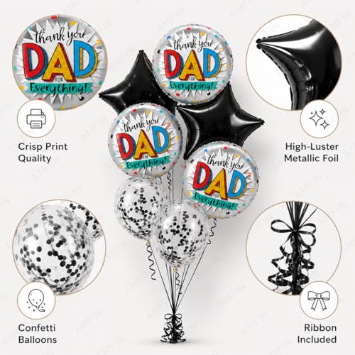 AMFIN (Pack of 7) Thankyou Dad Balloon Fathers Birthday Gift for Dad Father's Day Decoration Foil Balloon Papa Birthday Decoration - Image 4