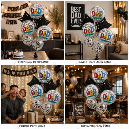AMFIN (Pack of 7) Thankyou Dad Balloon Fathers Birthday Gift for Dad Father's Day Decoration Foil Balloon Papa Birthday Decoration - Image 3