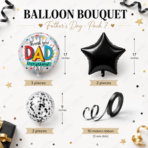 AMFIN (Pack of 7) Thankyou Dad Balloon Fathers Birthday Gift for Dad Father's Day Decoration Foil Balloon Papa Birthday Decoration - Image 2