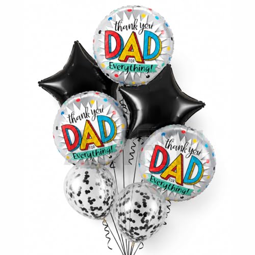 AMFIN (Pack of 7) Thankyou Dad Balloon Fathers Birthday Gift for Dad Father's Day Decoration Foil Balloon Papa Birthday Decoration - Image 1