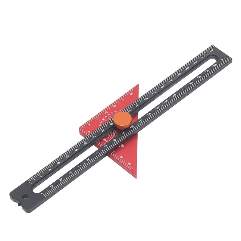 مسطرة نجارة من سبائك الألومنيوم 180 درجة أداة تخطيط بمقياس محفور للنجارين - Image 4