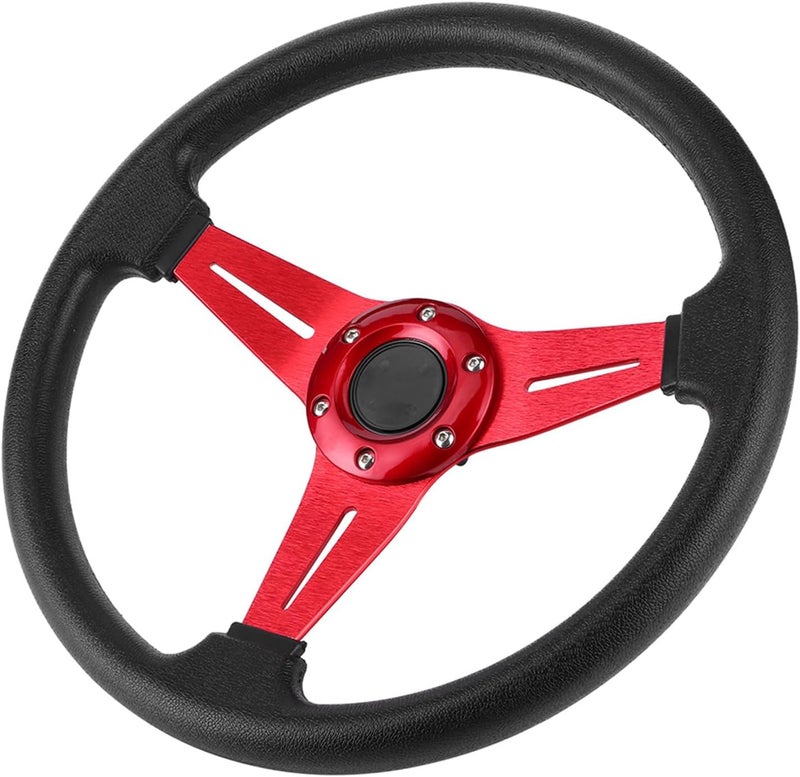 aqxreight 350mm/14in Racing Car Drifting Steering Wheel Repl 350mm Racing Car Drifting Steering Wheel Modified Accessory, Aluminum Alloy with Comfortable Grip Fo (Red) - Image 5