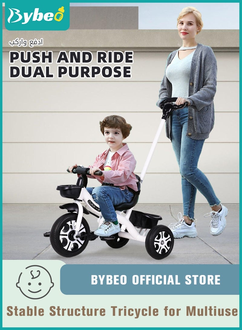 Bybeo 3-in-1 Kids Tricycle, Toddler Trike Bike - Perfect Ride-On Tricycle with Removable Parent Handle, Backrest, Safety Belt for Children Boys & Girls  - Image 1